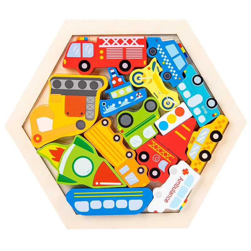 Wooden Toy Hexagonal Tangram for Children Multivariant-8